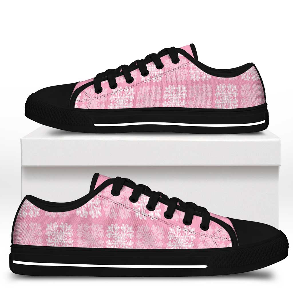 Pink Palaka Quilt Hawaii Low Top Shoes Traditional Hawaii-plaid Pattern LT14 - Polynesian Pride
