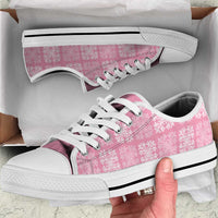 Pink Palaka Quilt Hawaii Low Top Shoes Traditional Hawaii-plaid Pattern LT14 Pink - Polynesian Pride