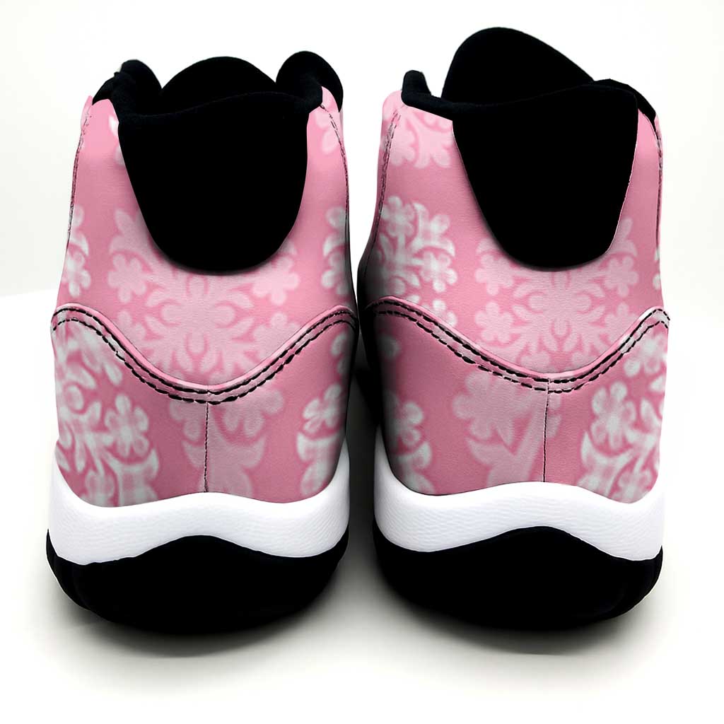 Pink Palaka Quilt Hawaii Sneakers J11 Traditional Hawaii-plaid Pattern - Polynesian Pride