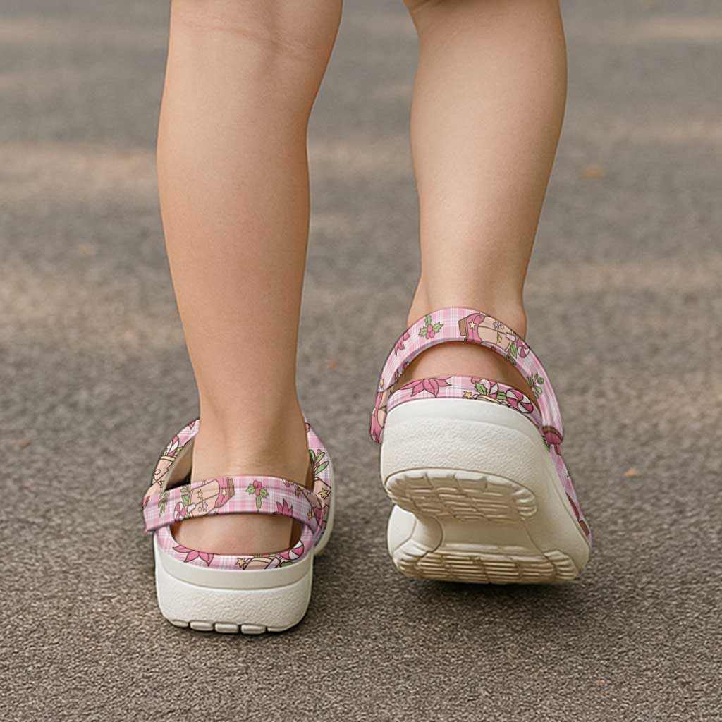 Pink Paniolo Palaka Hawaiian Cowgirl Christmas Clogs Shoes - Polynesian Pride
