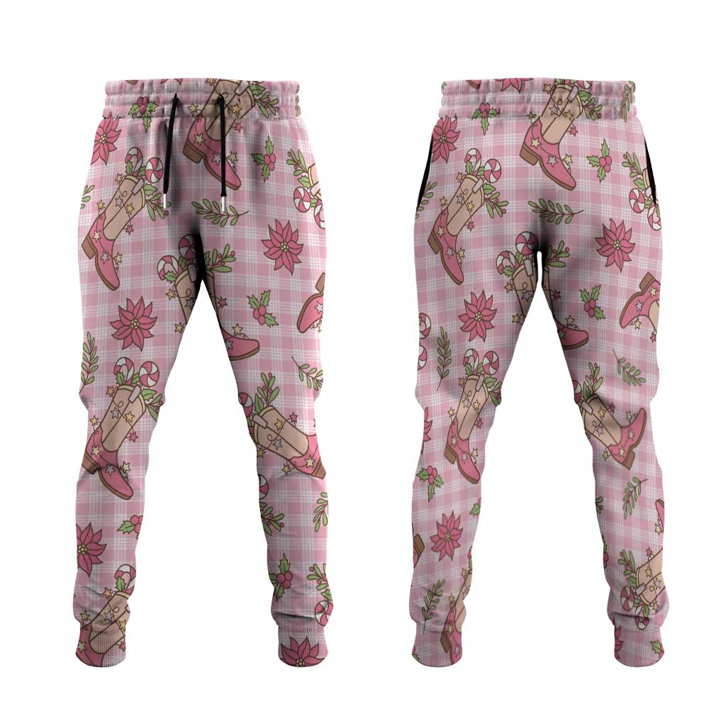 Pink Paniolo Palaka Hawaiian Cowgirl Christmas Jogger Pants - Polynesian Pride