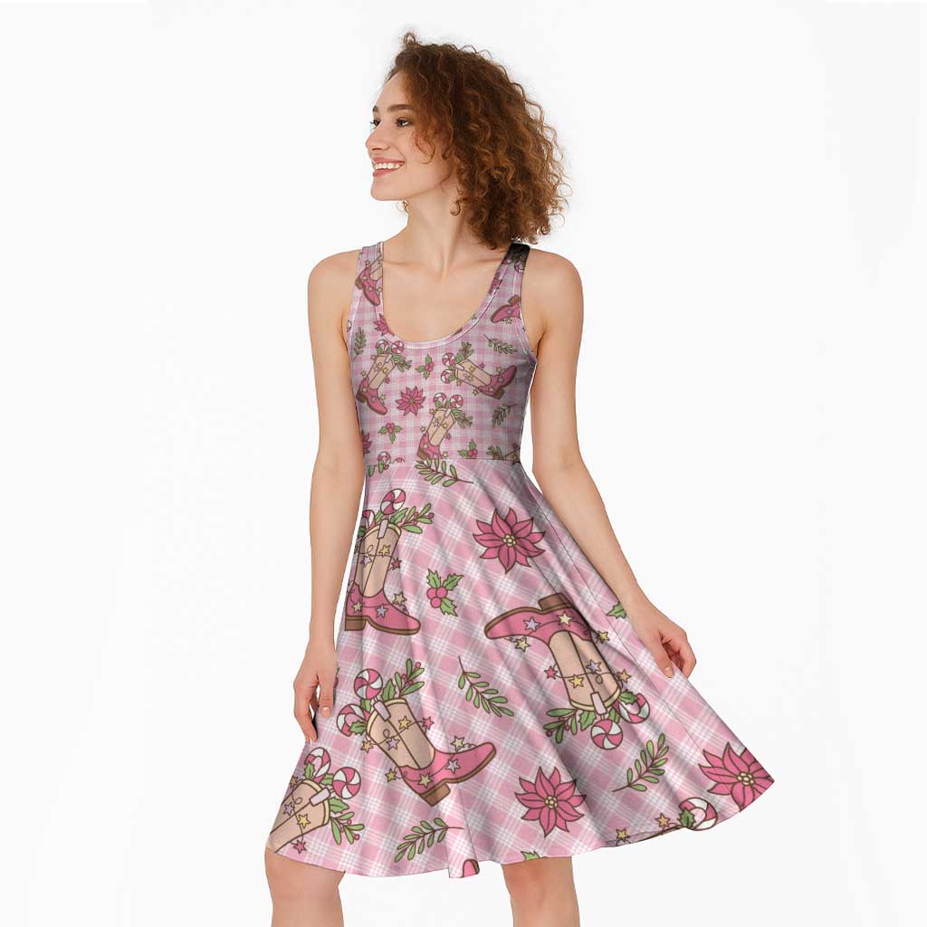 Pink Paniolo Palaka Hawaiian Cowgirl Christmas Midi Dress - Polynesian Pride