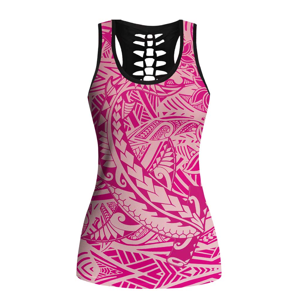 Pink Polynesia Hollow Tank Top Hawaiian Tribal Hammerhead Shark Tattoo LT14 Female Pink - Polynesian Pride
