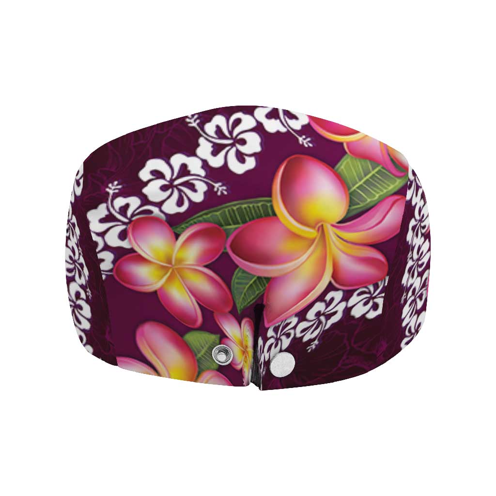 Pink Polynesia Jeff Hat Plumeria With Hibiscus Pattern Tropical Vibes - Polynesian Pride