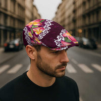 Pink Polynesia Jeff Hat Plumeria With Hibiscus Pattern Tropical Vibes - Polynesian Pride