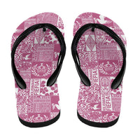 Pink Tonga Kilisimasi Fiefia Flip Flops Pacific Patchwork Xmas Vibes - Polynesian Pride