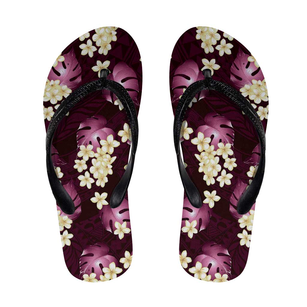 Pink Tropical Hawaii Flip Flops Seamless Monstera Plumeria Hawaiian Pattern LT14 Pink - Polynesian Pride
