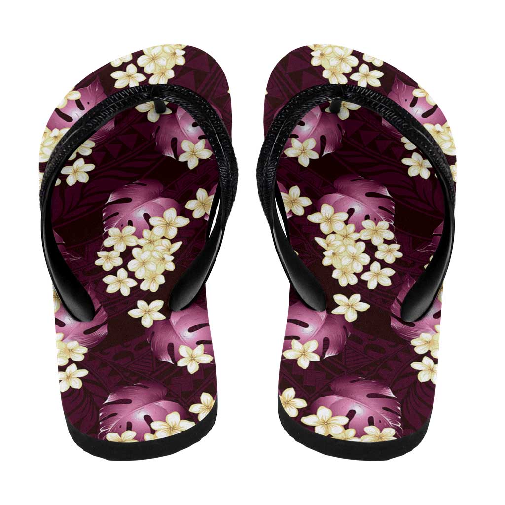 Pink Tropical Hawaii Flip Flops Seamless Monstera Plumeria Hawaiian Pattern LT14 - Polynesian Pride
