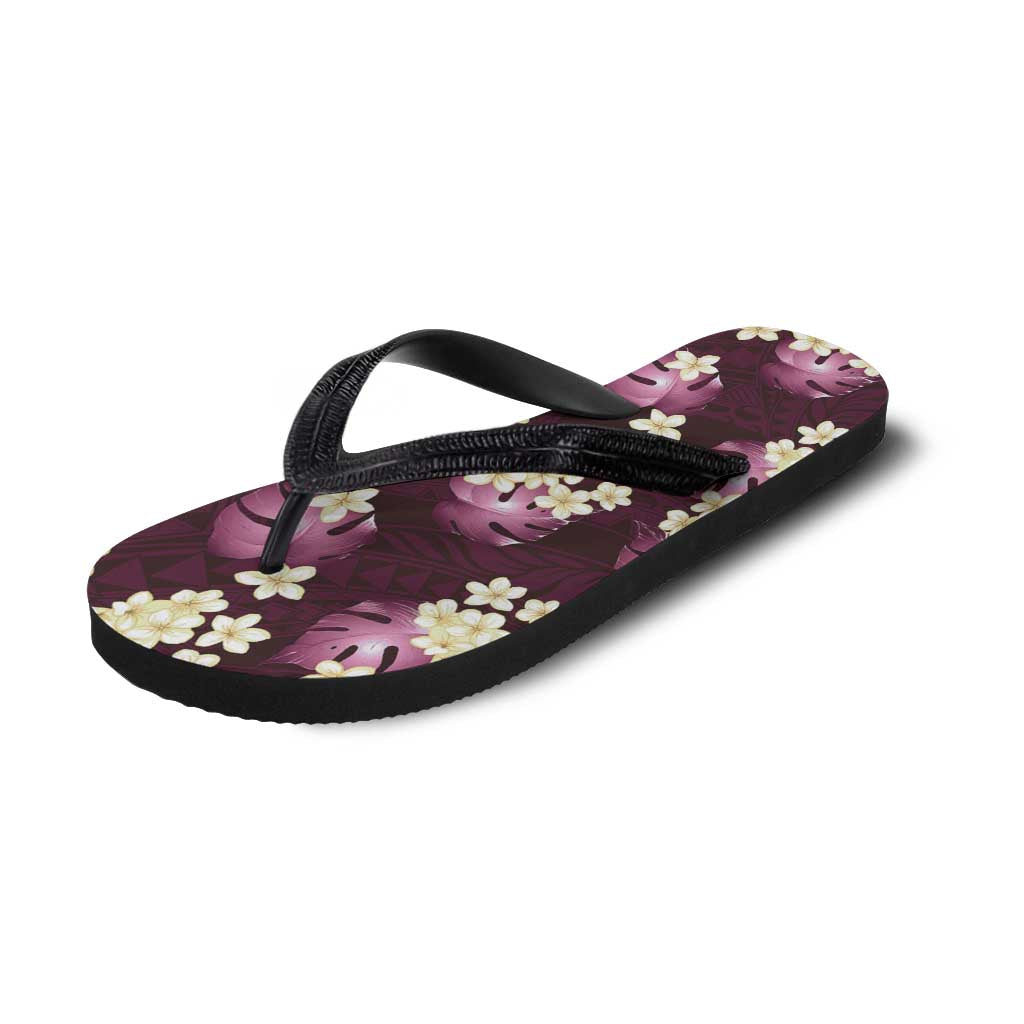 Pink Tropical Hawaii Flip Flops Seamless Monstera Plumeria Hawaiian Pattern LT14 - Polynesian Pride