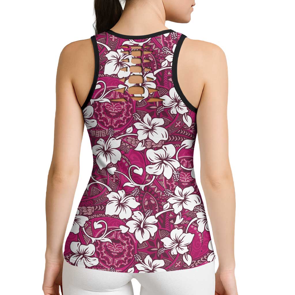 Piqi Bula Fiji Hollow Tank Top Fijian Tapa Seamless Hibiscus - Polynesian Pride