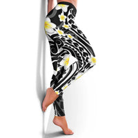 Plumeria With Black Polynesian Tattoo Pattern Leggings LT05 - Polynesian Pride