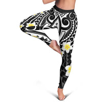 Plumeria With Black Polynesian Tattoo Pattern Leggings LT05 - Polynesian Pride