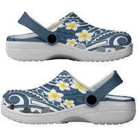 Plumeria With Blue Polynesian Tattoo Pattern Clogs Shoes - Polynesian Pride