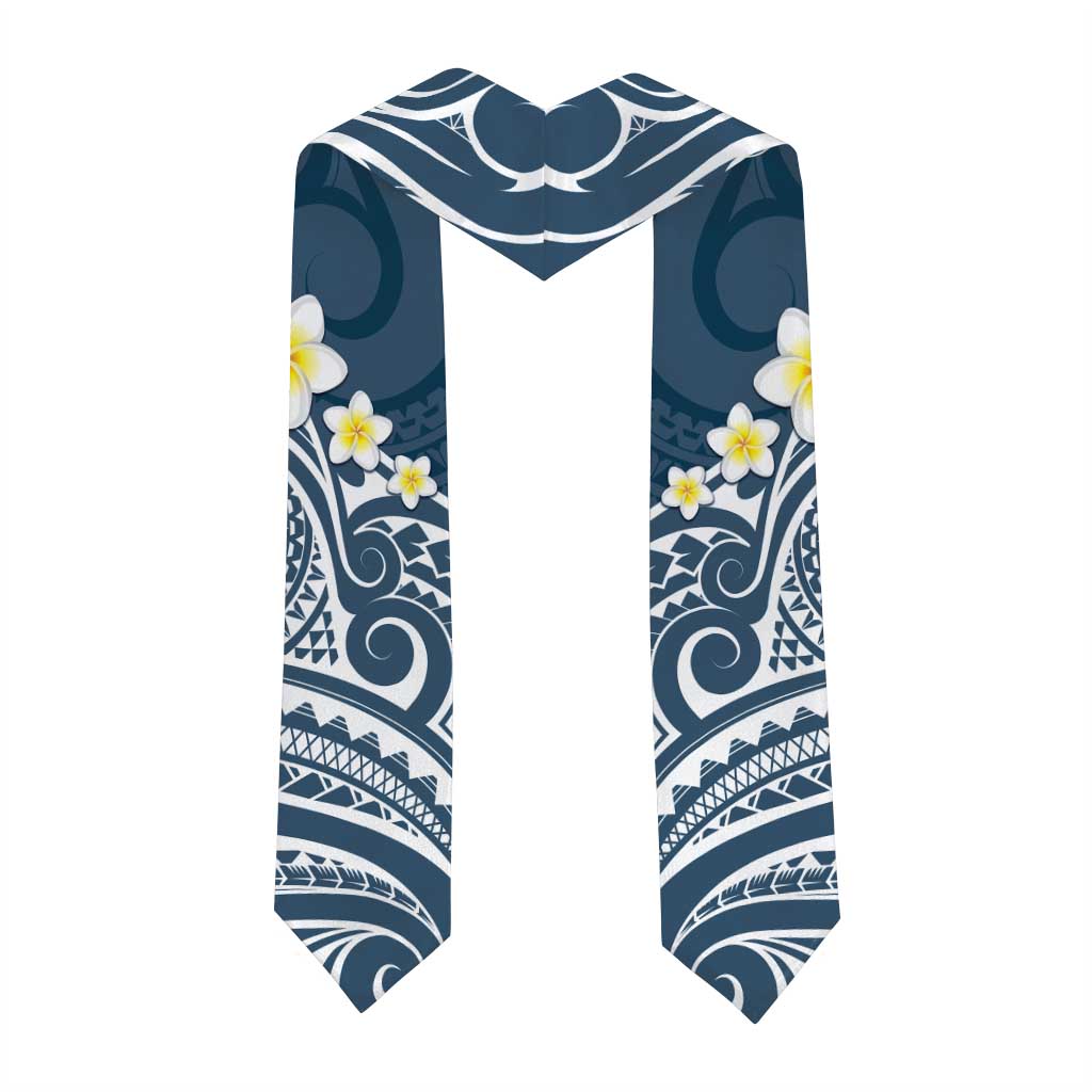 Plumeria With Blue Polynesian Tattoo Pattern Graduation Stole LT05 - Polynesian Pride