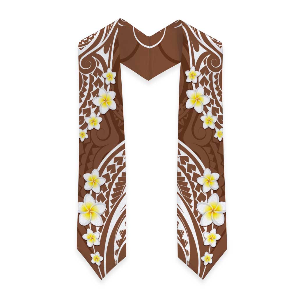 Plumeria With Brown Polynesian Tattoo Pattern Graduation Stole LT05 - Polynesian Pride
