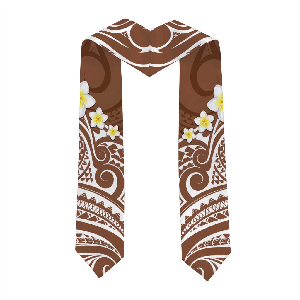 Plumeria With Brown Polynesian Tattoo Pattern Graduation Stole LT05 - Polynesian Pride