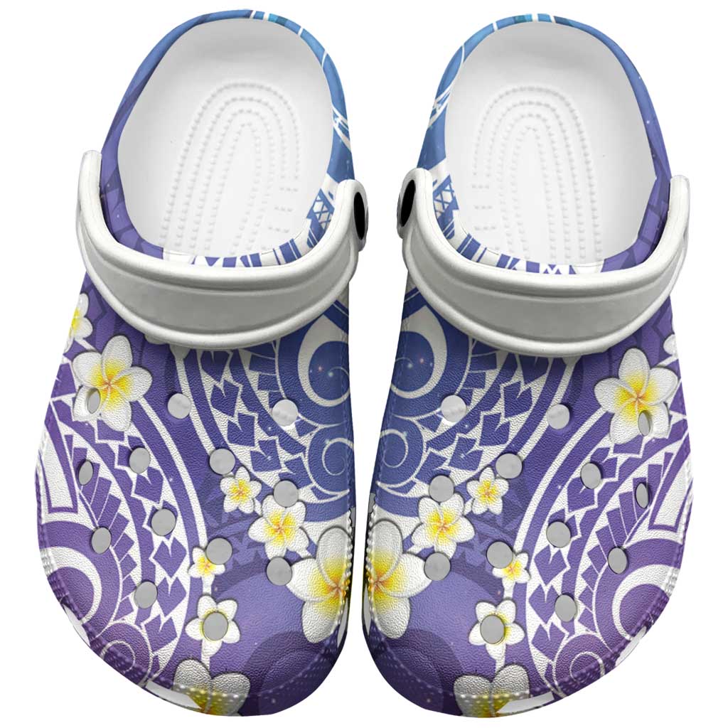 Plumeria With Galaxy Polynesian Tattoo Pattern Clogs Shoes - Polynesian Pride