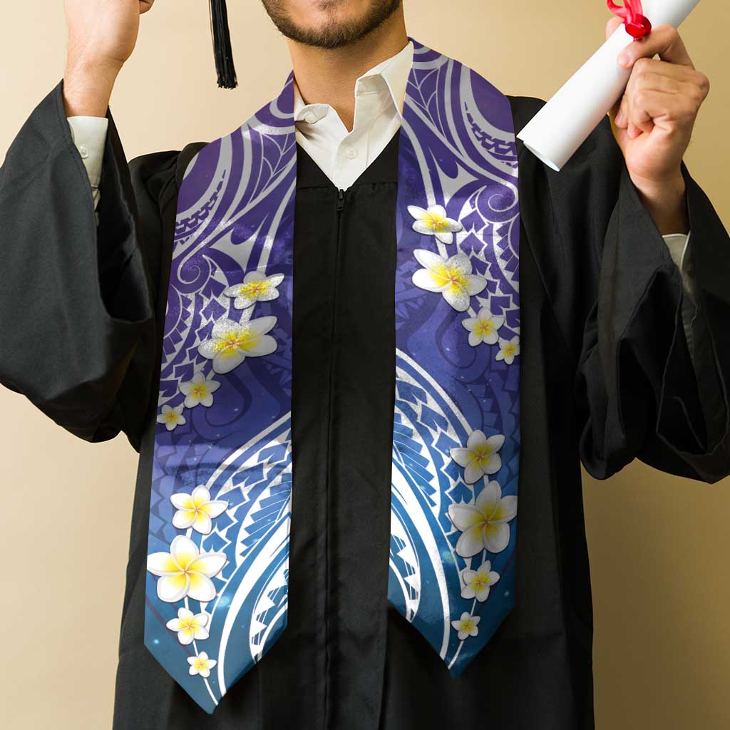 Plumeria With Galaxy Polynesian Tattoo Pattern Graduation Stole LT05 - Polynesian Pride