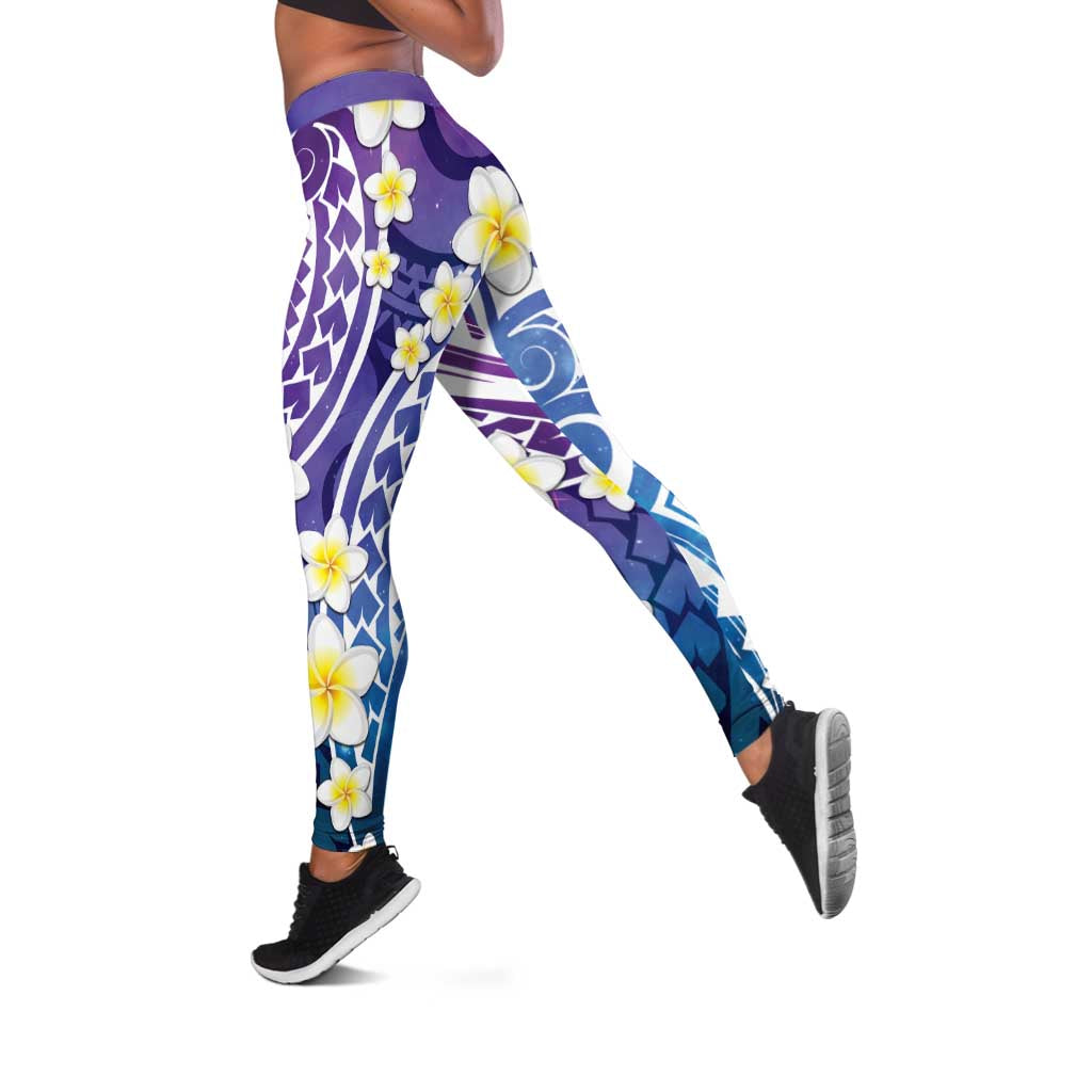 Plumeria With Galaxy Polynesian Tattoo Pattern Leggings LT05 Galaxy - Polynesian Pride