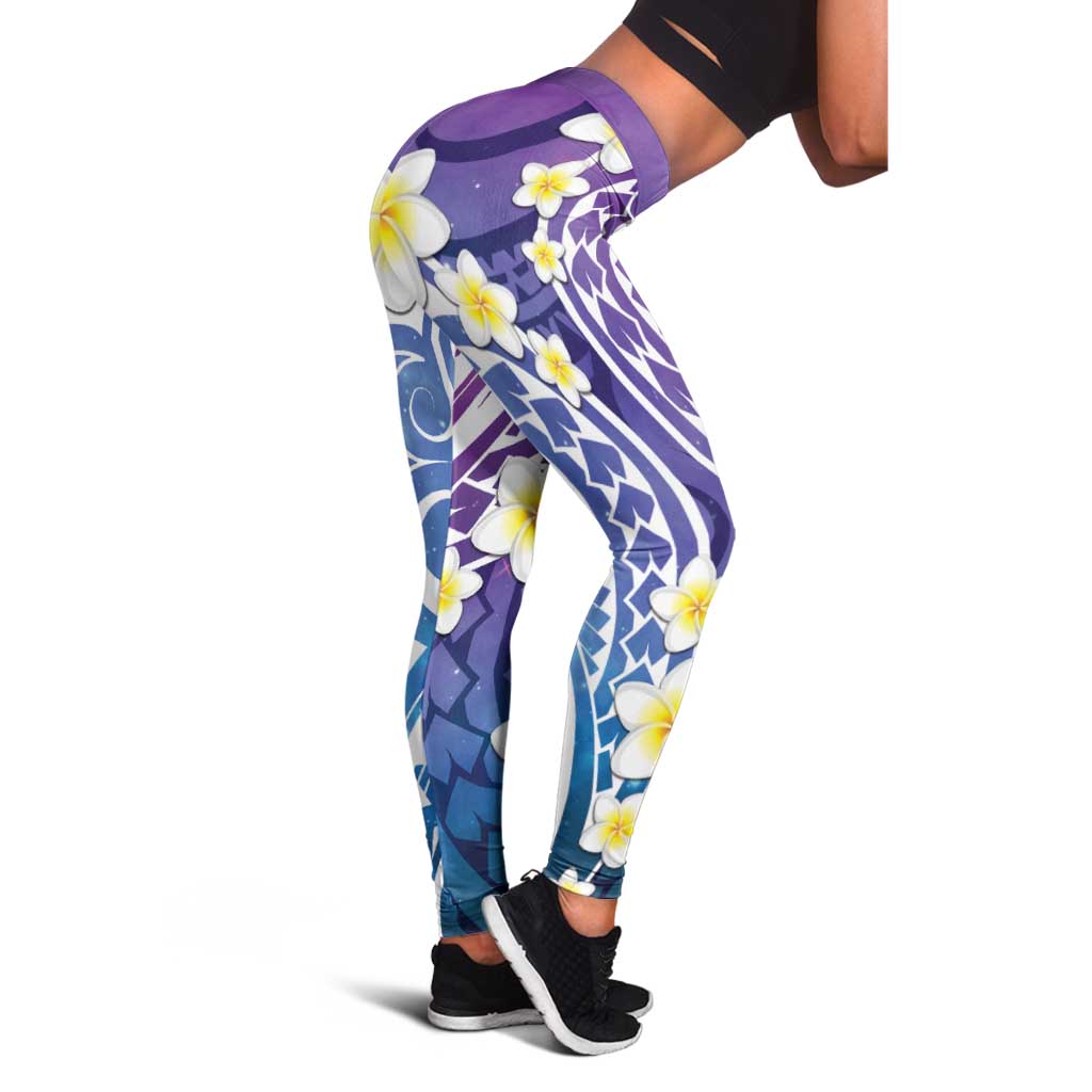 Plumeria With Galaxy Polynesian Tattoo Pattern Leggings LT05 - Polynesian Pride