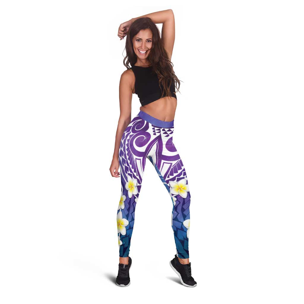 Plumeria With Galaxy Polynesian Tattoo Pattern Leggings LT05 - Polynesian Pride