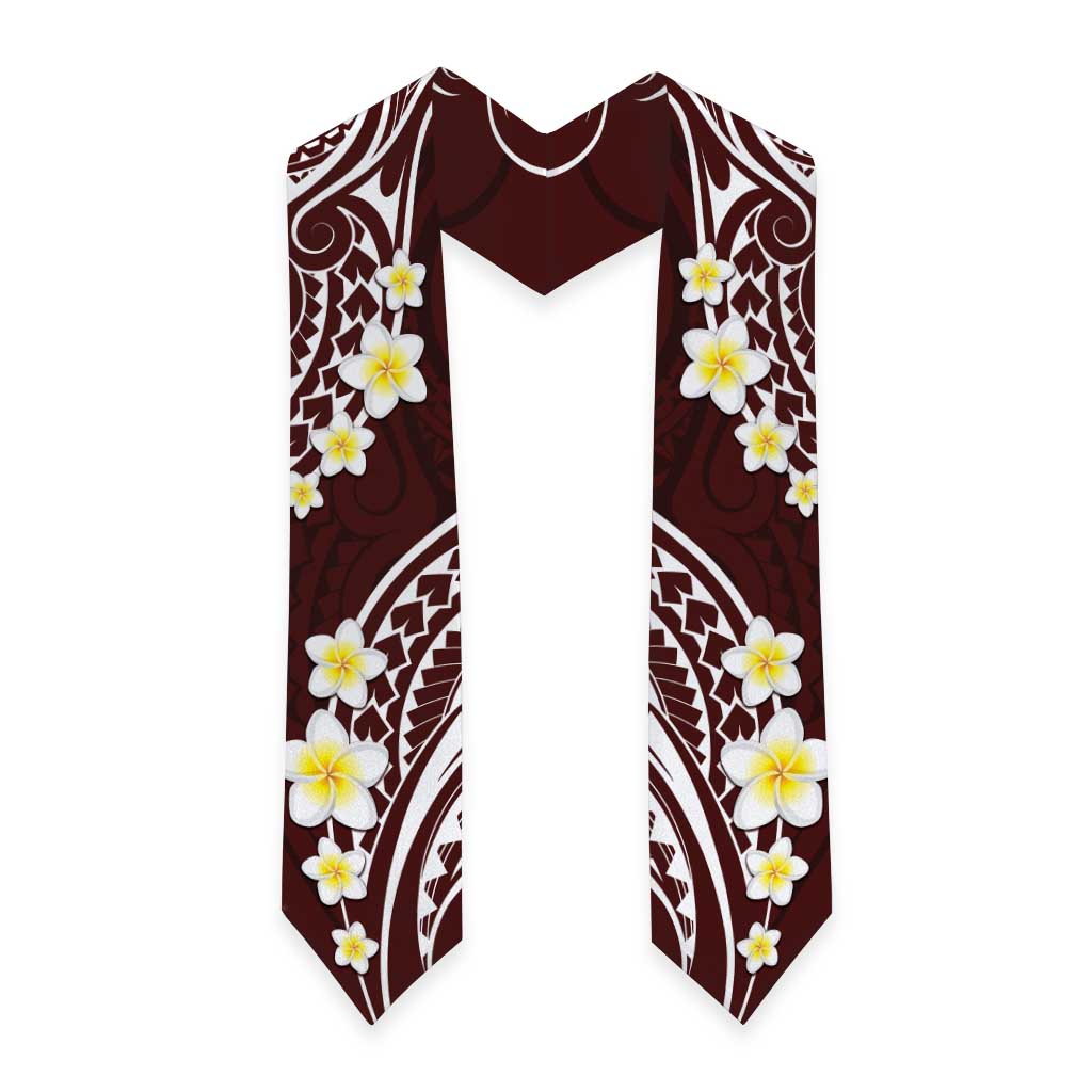 Plumeria With Oxblood Polynesian Tattoo Pattern Graduation Stole LT05 - Polynesian Pride