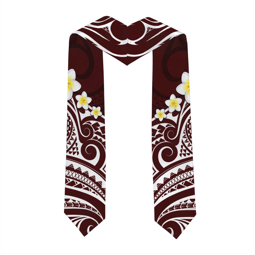 Plumeria With Oxblood Polynesian Tattoo Pattern Graduation Stole LT05 - Polynesian Pride