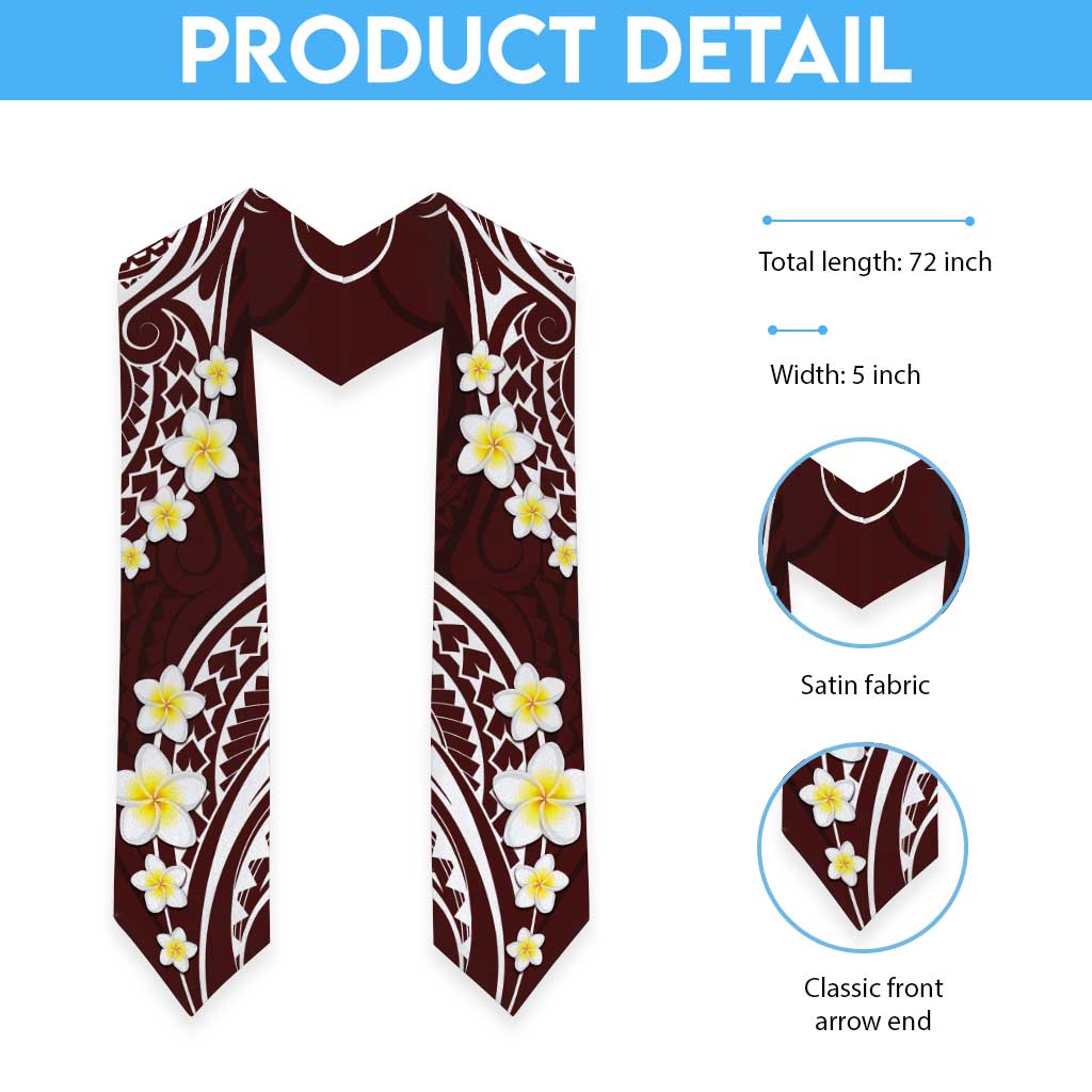 Plumeria With Oxblood Polynesian Tattoo Pattern Graduation Stole LT05 - Polynesian Pride