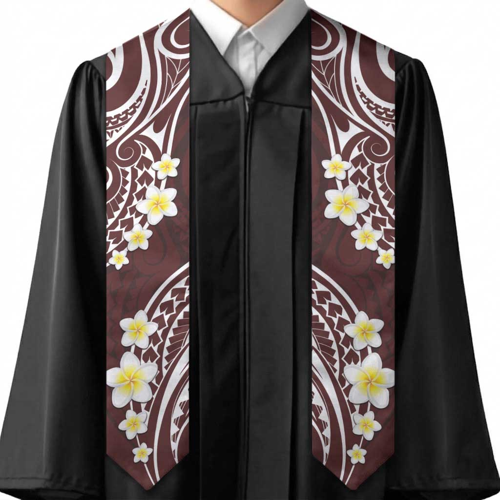 Plumeria With Oxblood Polynesian Tattoo Pattern Graduation Stole LT05 - Polynesian Pride