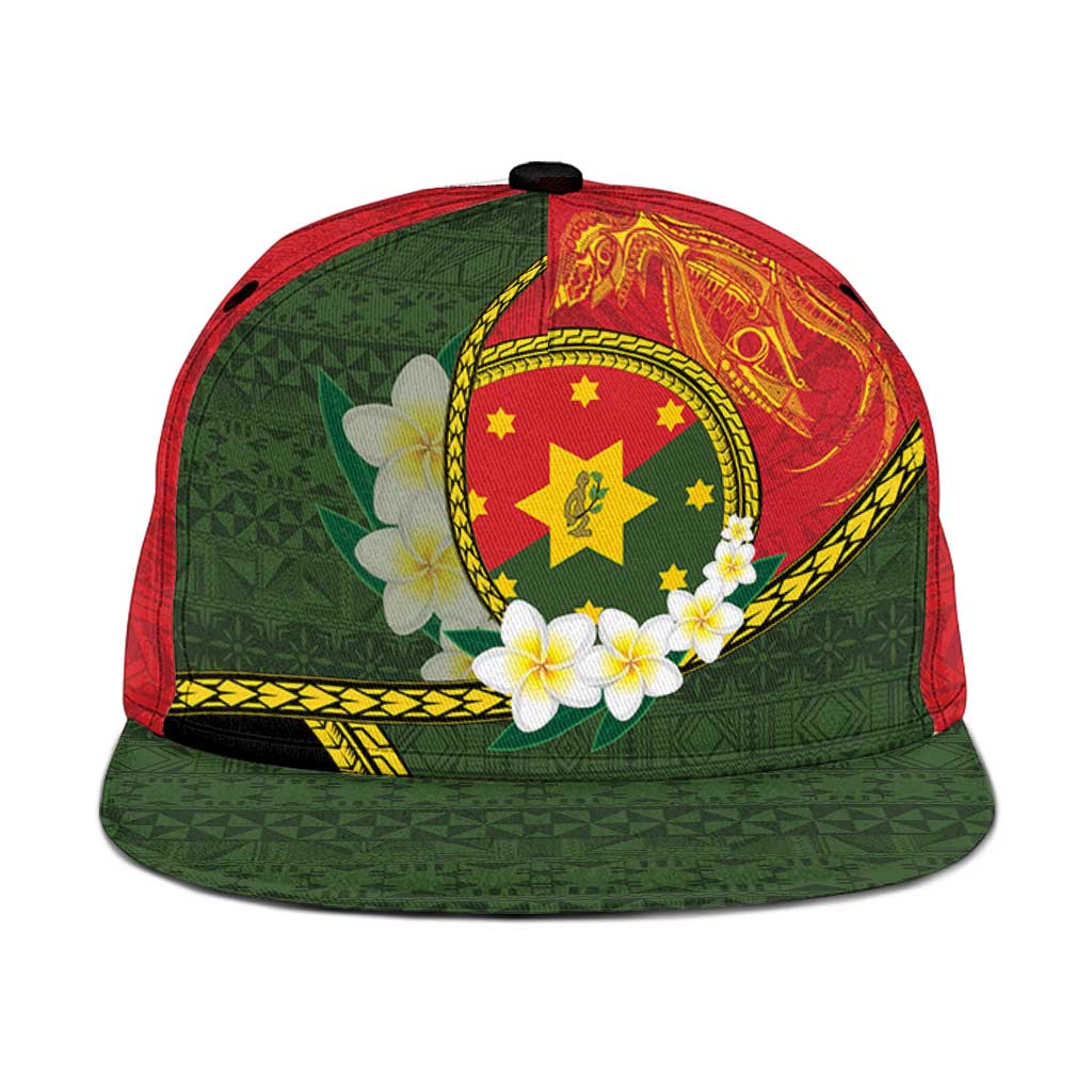 PNG Isten Hailans Provins Snapback Cap Papua New Guinea Plumeria Melanesian Pattern - Polynesian Pride