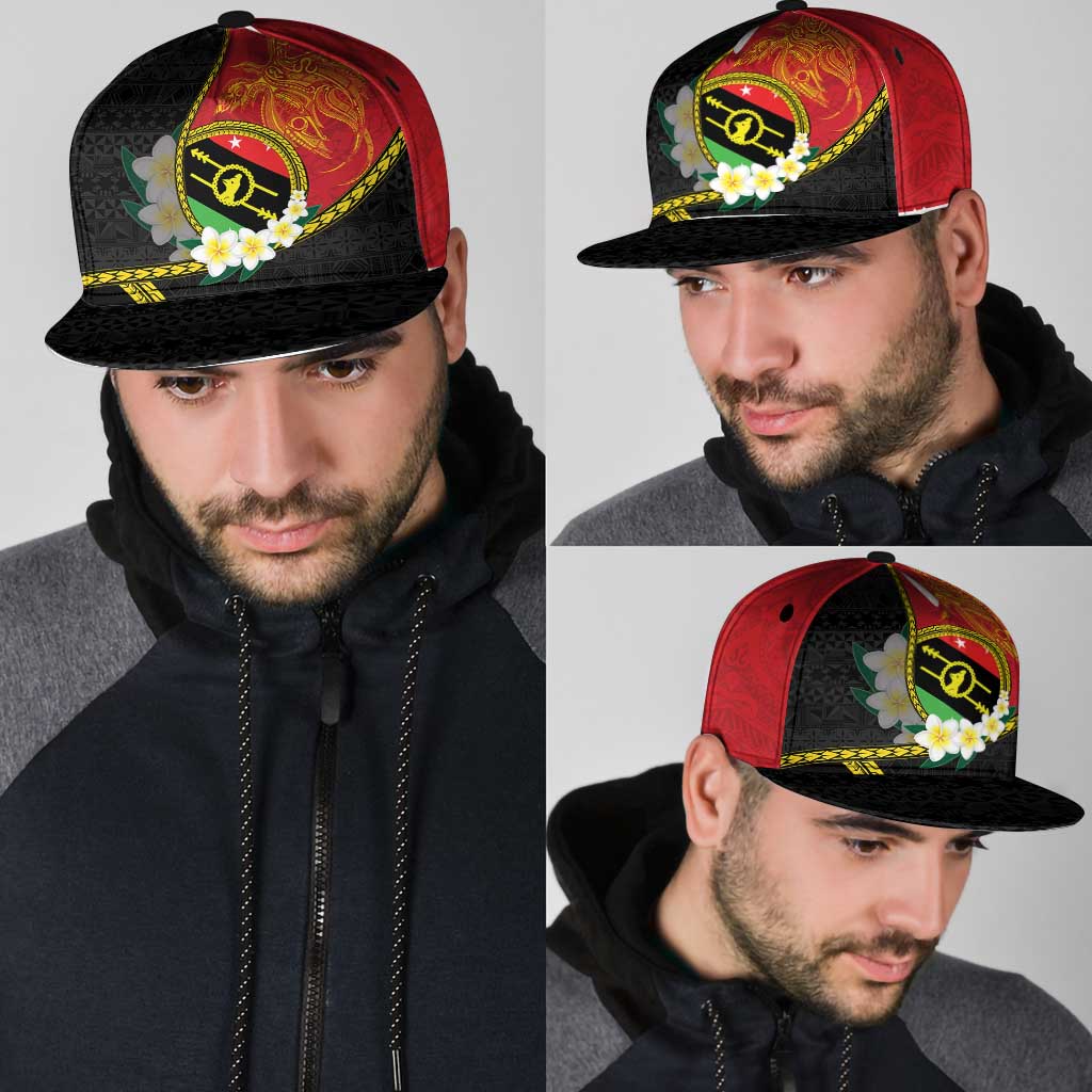 PNG Sauten Hailans Snapback Cap Papua New Guinea Plumeria Melanesian Pattern - Polynesian Pride