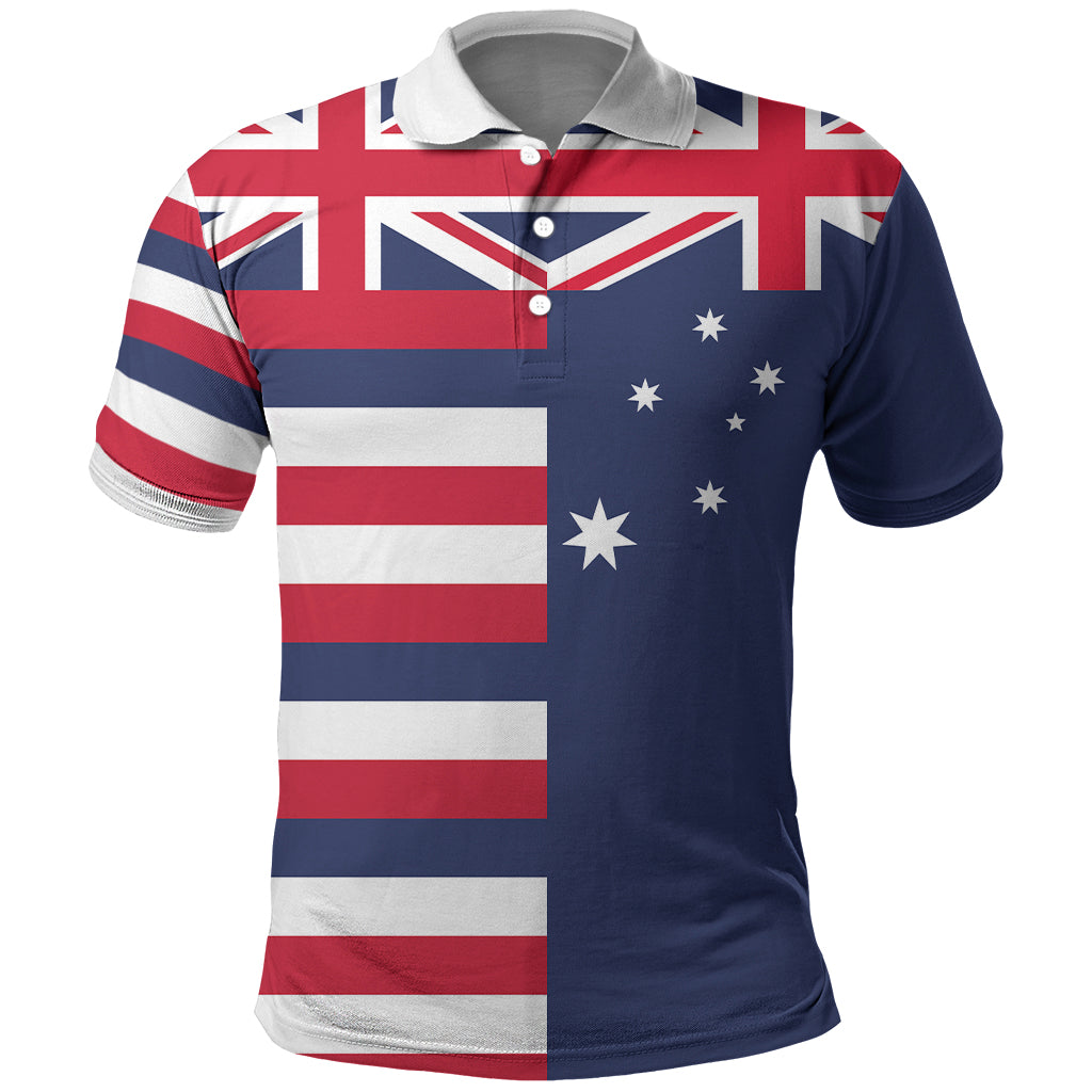 Hawaii and Australia Half Half Polo Shirt - LT03 Multicolor - Polynesian Pride