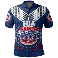 Toa Samoa Rugby Polo Shirt Siva Tau Jersey LT6 Blue - Polynesian Pride