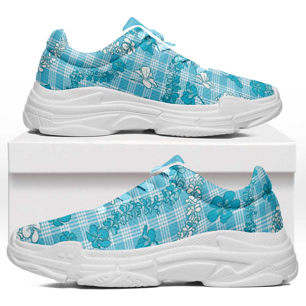 Polu Aloha Hawaii Chunky Sneakers Plumeria Lei With Palaka Motif - Polynesian Pride