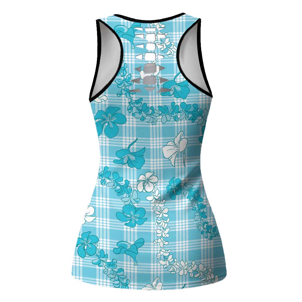 Polu Aloha Hawaii Hollow Tank Top Plumeria Lei With Palaka Motif - Polynesian Pride