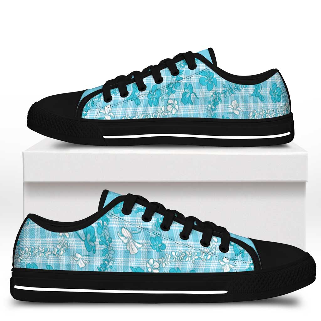 Polu Aloha Hawaii Low Top Shoes Plumeria Lei With Palaka Motif LT14 - Polynesian Pride