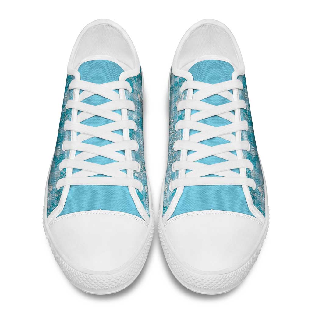 Polu Aloha Hawaii Low Top Shoes Plumeria Lei With Palaka Motif LT14 - Polynesian Pride