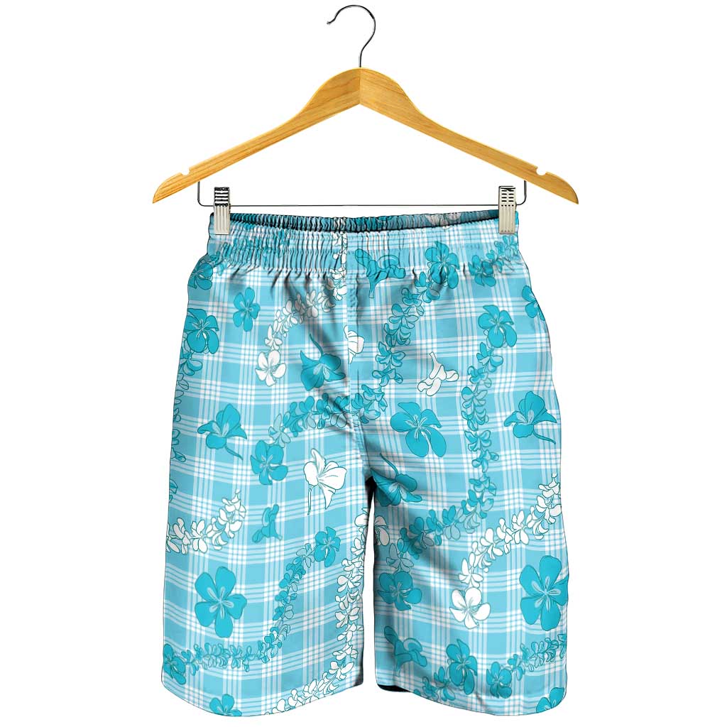 Polu Aloha Hawaii Shorts for Men Plumeria Lei With Palaka Motif - Polynesian Pride