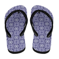 Polu Palaka Quilt Hawaii Flip Flops Hawaiian Tropical Monstera Sea Turtle