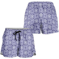 Polu Palaka Quilt Hawaii Shorts for Women Hawaiian Tropical Monstera Sea Turtle LT14 - Polynesian Pride
