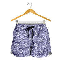 Polu Palaka Quilt Hawaii Shorts for Women Hawaiian Tropical Monstera Sea Turtle LT14 - Polynesian Pride