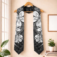 Polynesia Floral Tattoo Graduation Stole With Black Plumeria LT05 One Size Black - Polynesian Pride
