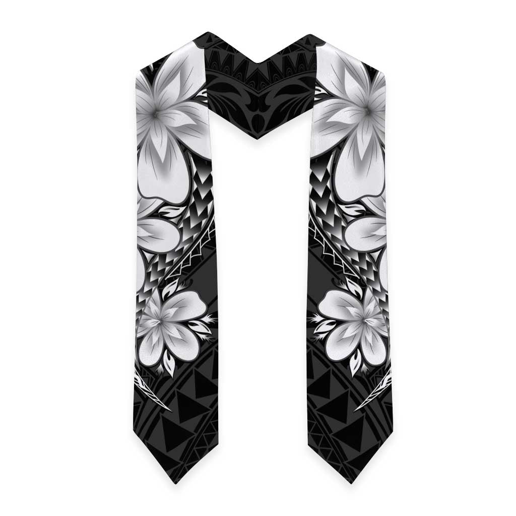 Polynesia Floral Tattoo Graduation Stole With Black Plumeria LT05 - Polynesian Pride