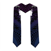 Polynesia Floral Tattoo Graduation Stole With Purple Gradient Plumeria LT05 - Polynesian Pride