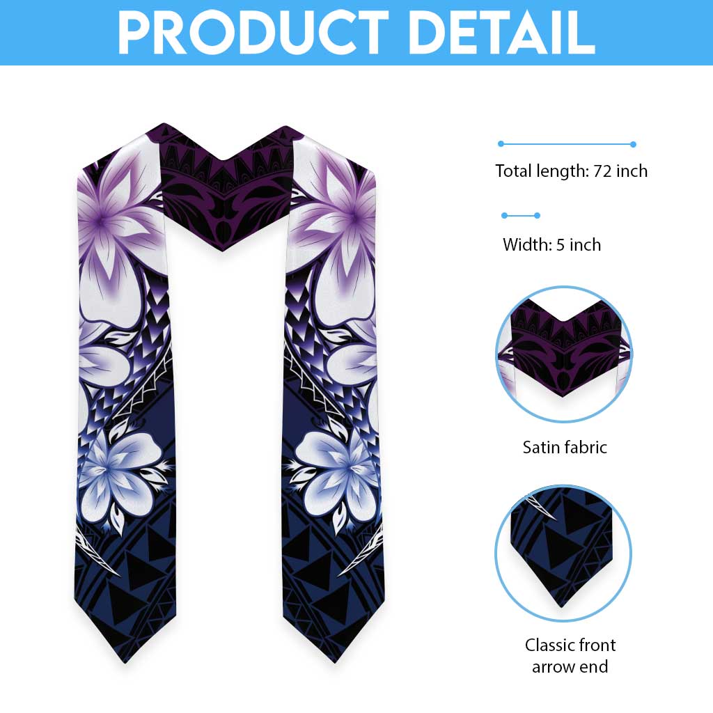 Polynesia Floral Tattoo Graduation Stole With Purple Gradient Plumeria LT05 - Polynesian Pride