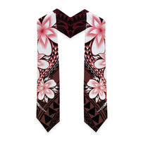 Polynesia Floral Tattoo Graduation Stole With Red Gradient Plumeria LT05 - Polynesian Pride