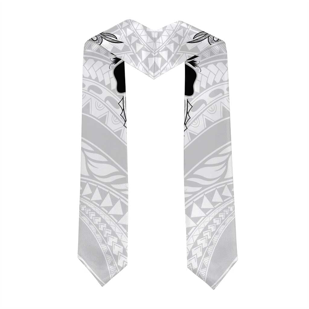 Polynesia Floral Tattoo Graduation Stole With White Plumeria LT05 - Polynesian Pride