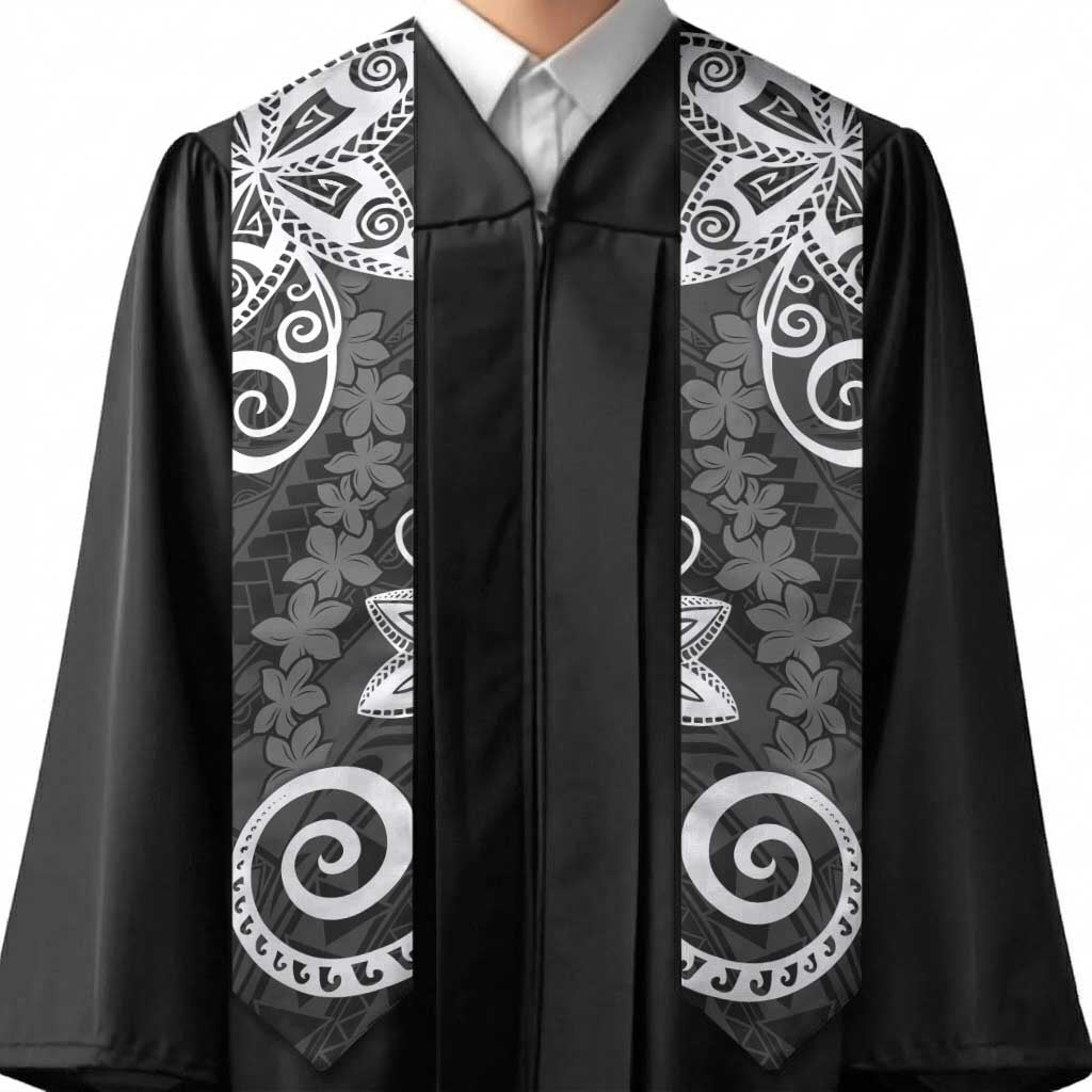 Polynesia Graduation Stole Black Floral Pattern LT05 - Polynesian Pride