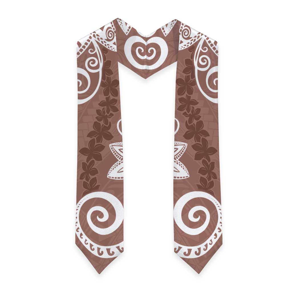 Polynesia Graduation Stole Brown Floral Pattern LT05 - Polynesian Pride