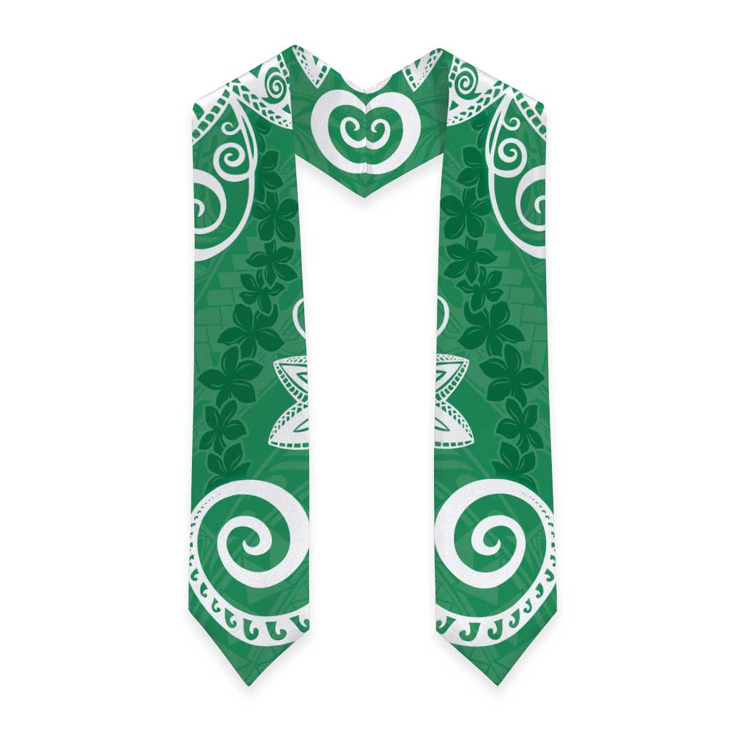 Polynesia Graduation Stole Green Floral Pattern LT05 - Polynesian Pride